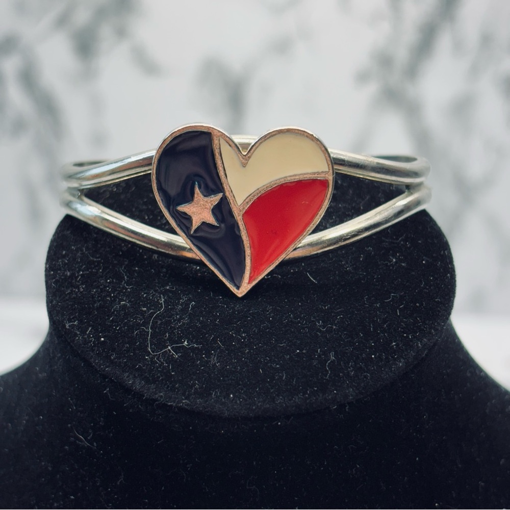 EJC 2002 Heart Emblem Silver Bracelet with Red, Blue, and Cream Accents